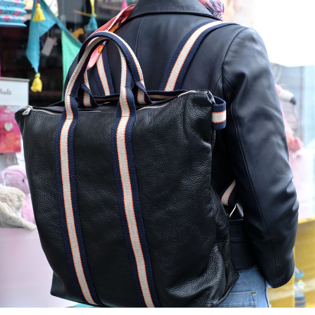 Veneto Black Leather Backpack