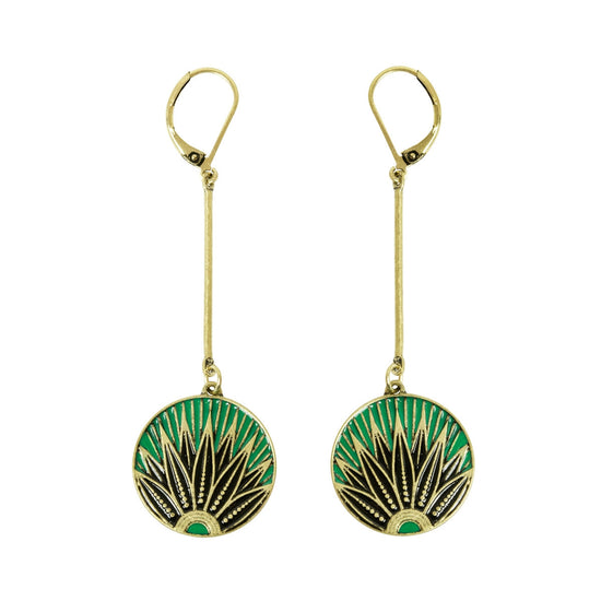 Green Art Deco Drop Earrings