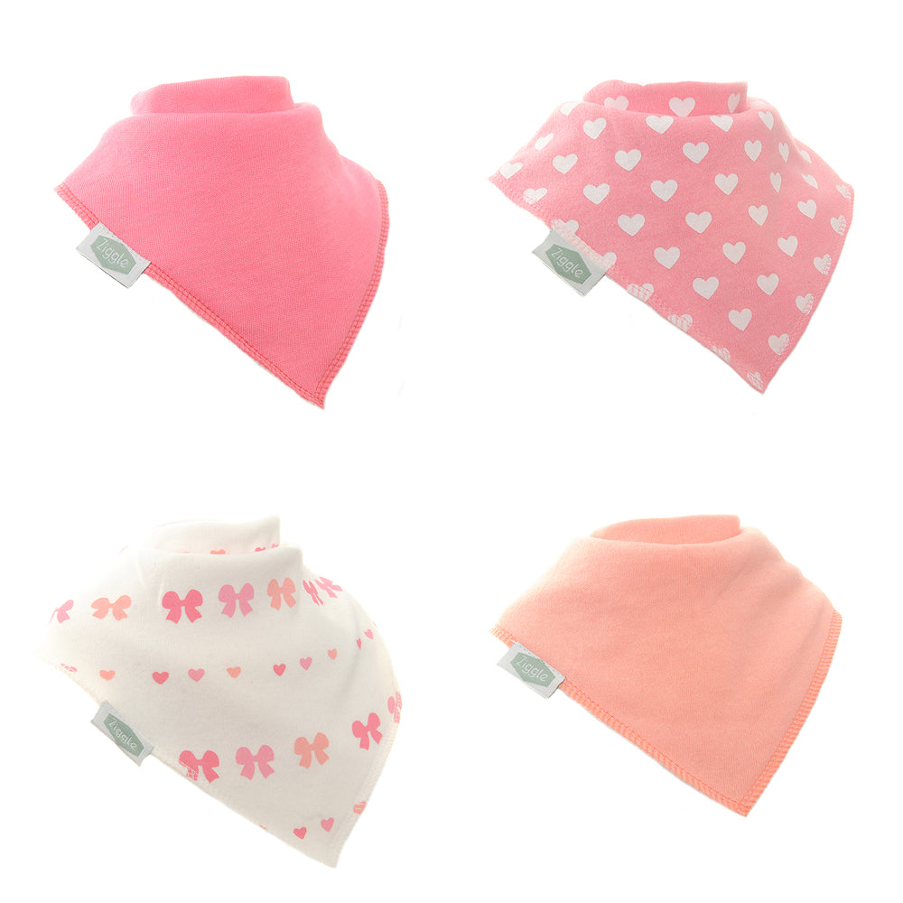 Ziggle Hearts and Bows baby bib Set