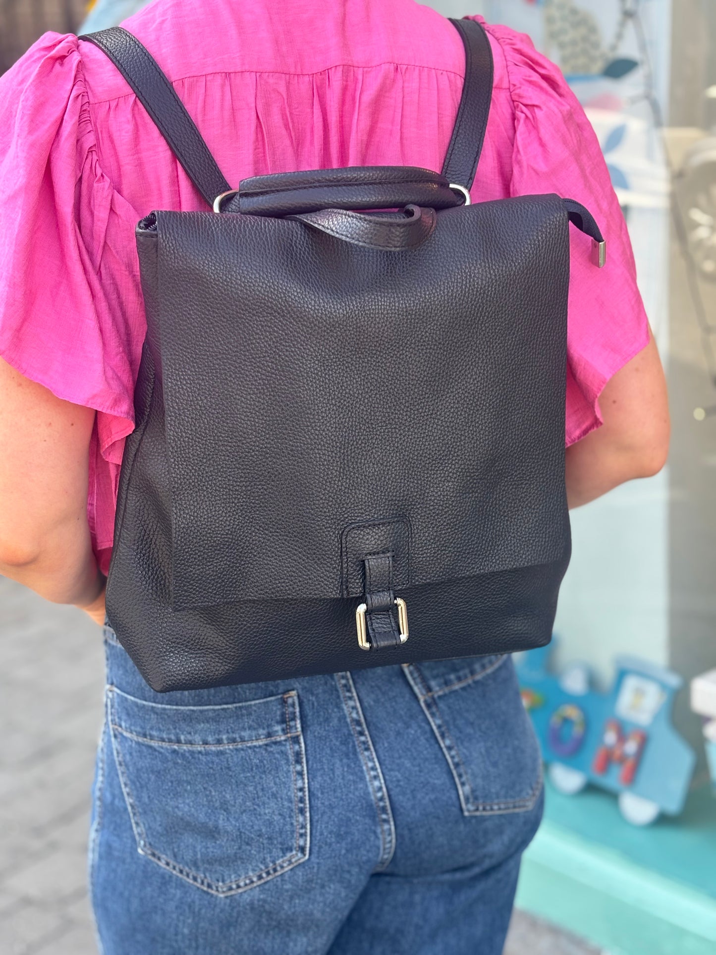 Firenze Leather Backpack Navy