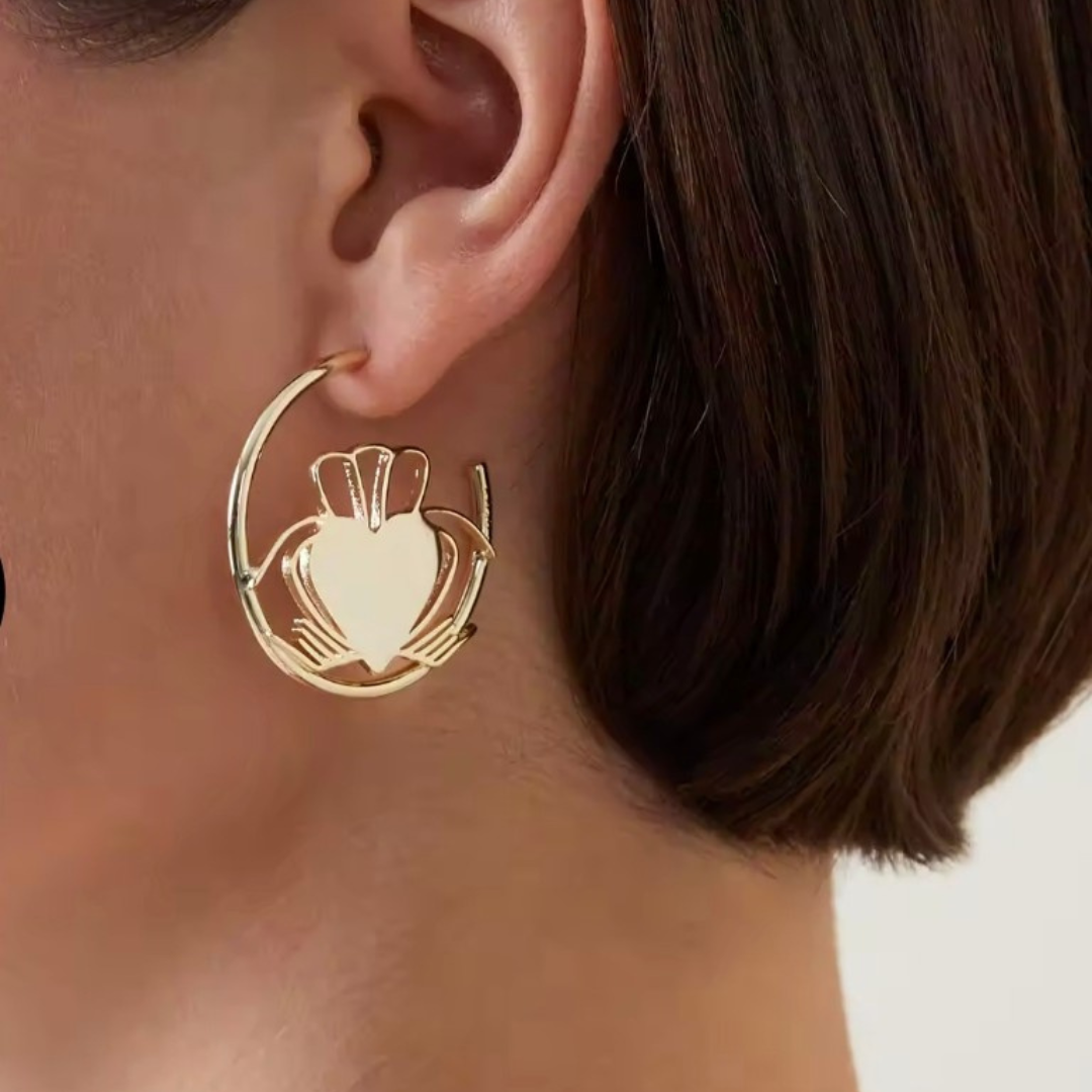 Heart Strong, Claddagh Hoop Earring