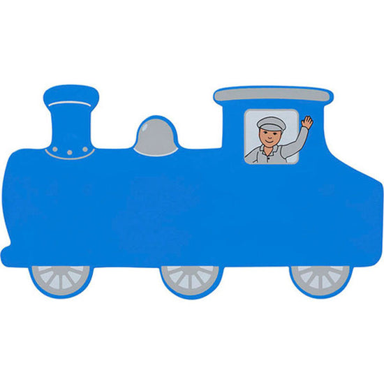 Wooden Baby Name Plaque - Short Blue Train
