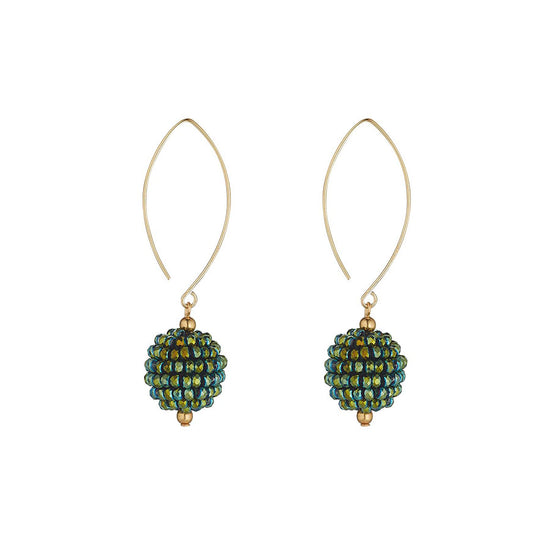MoMuse Small Green Crystal Cluster Earrings