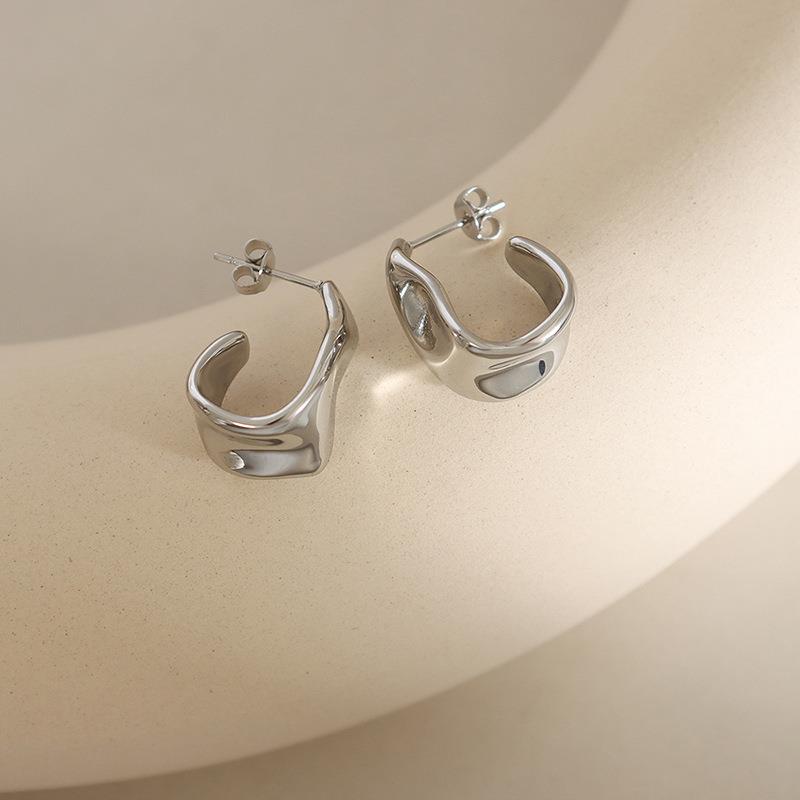 Silver Molten Curve Earrings