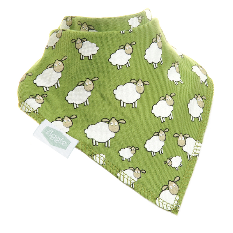 Ziggle Bibs - Green Sheep Pattern