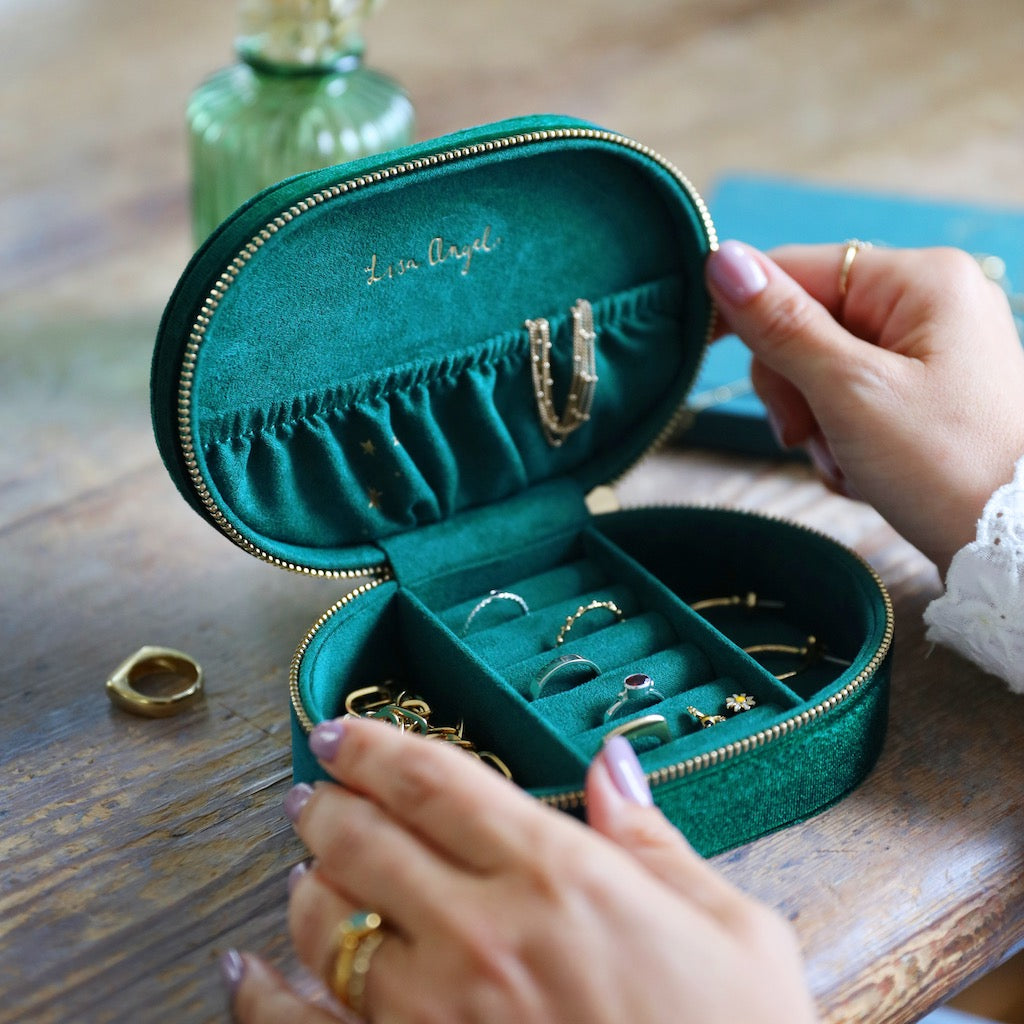 green velvet jewellery box