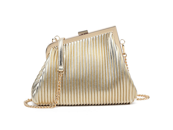 Gold Pleated Oversized Clutch