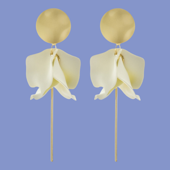 Gigi Flower Drop Earrings, Cream
