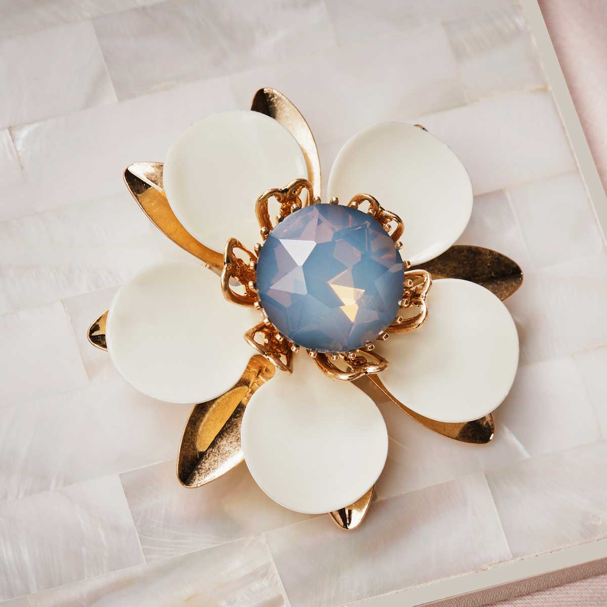 Opal Flower Brooch