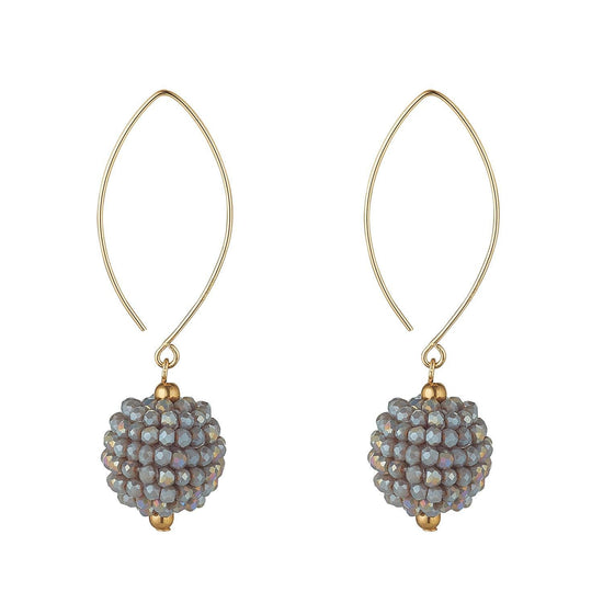 Momuse Gold Filled Grey Cluster Oval Open Earrings