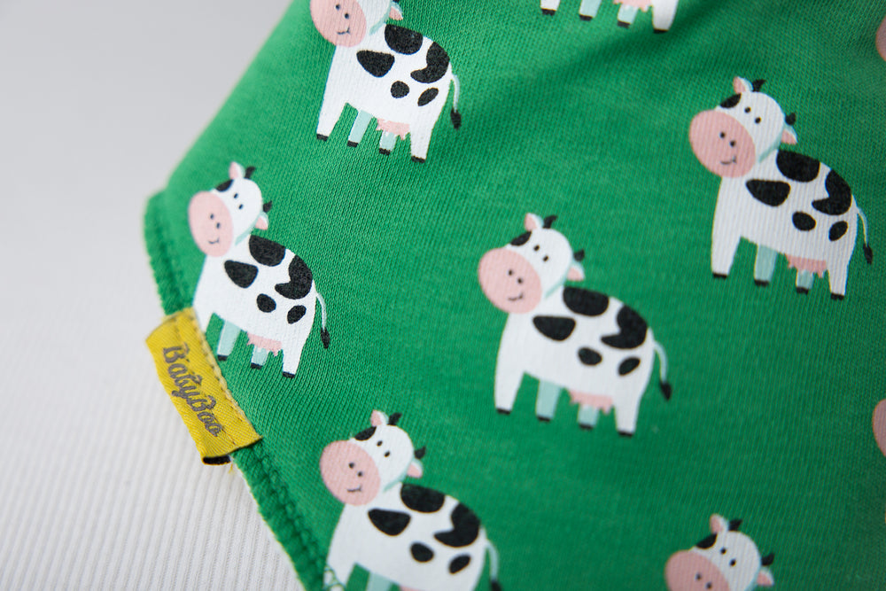 Babyboo emerald Green Bessie Cow Bandana Bib