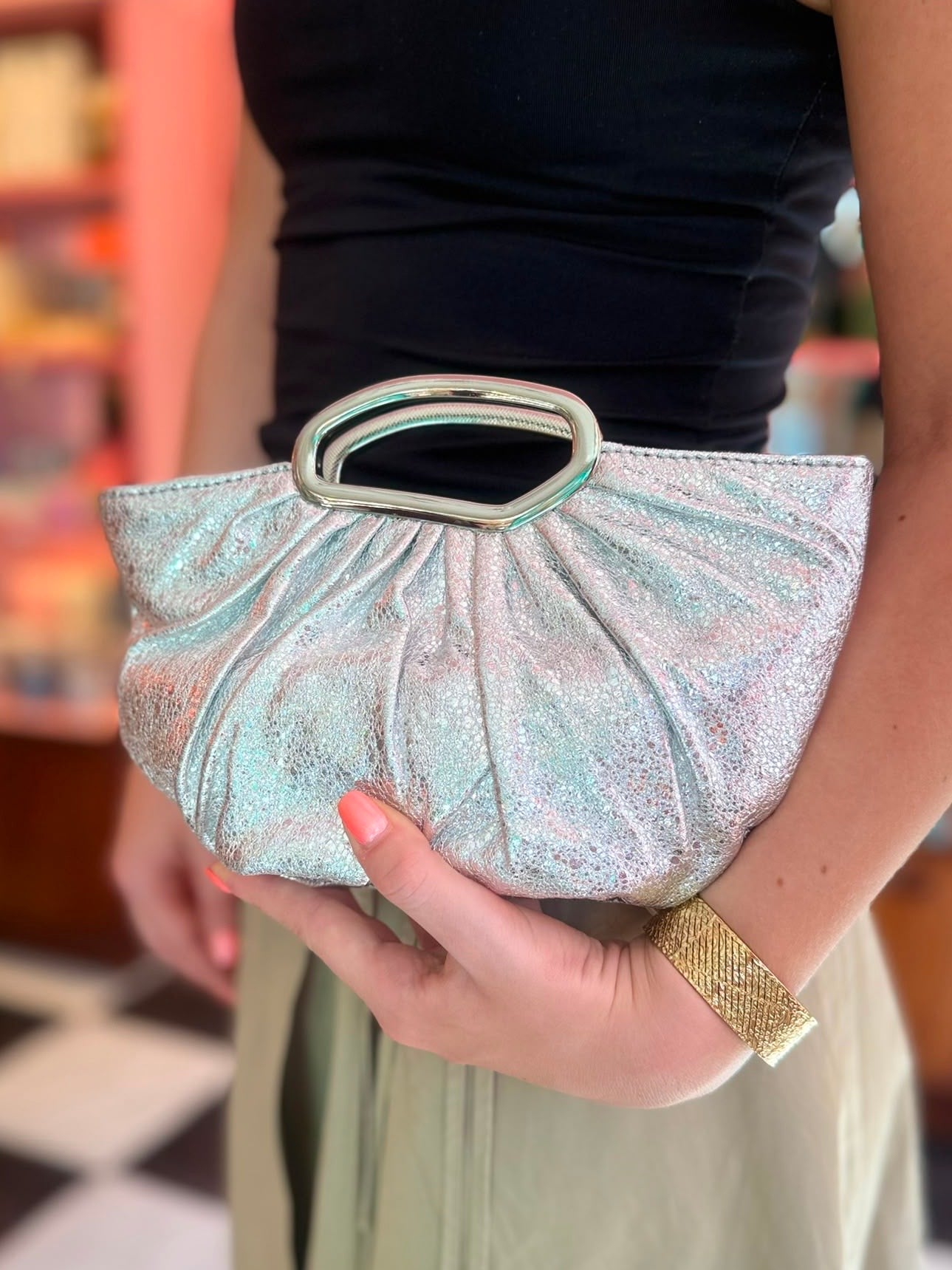 Alize Silver Clutch Bag