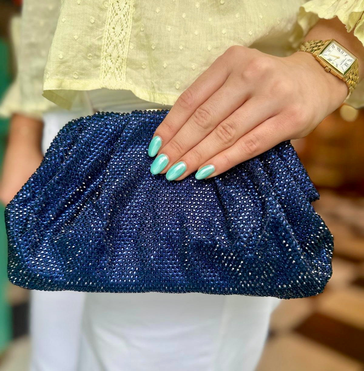 Rita Navy Clutch Bag