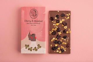 Hazel Mountain Chocolate - Cherry & Hazelnut Milk Chocolate Bar