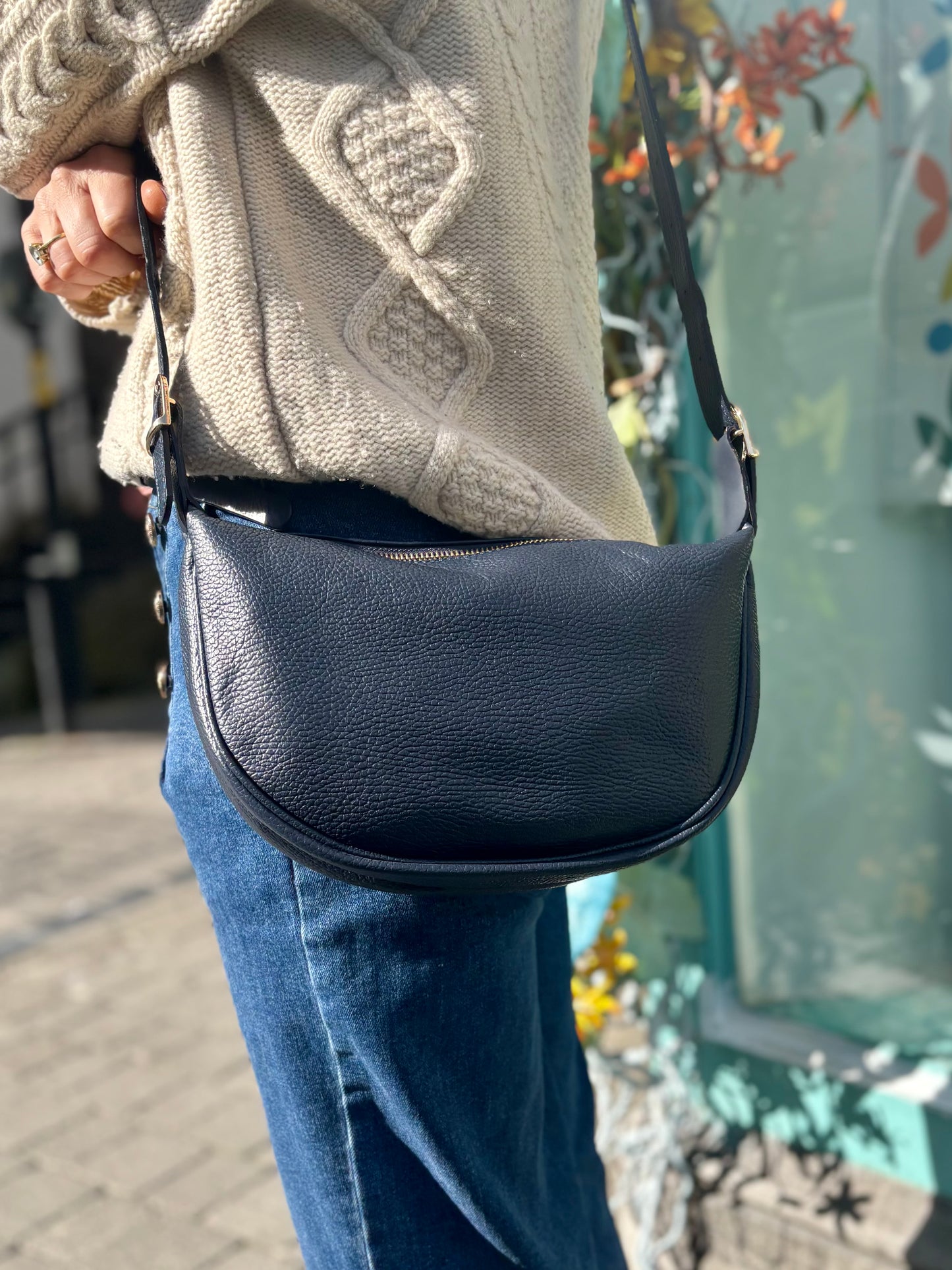 Genoa Leather Crossbody Bag Navy