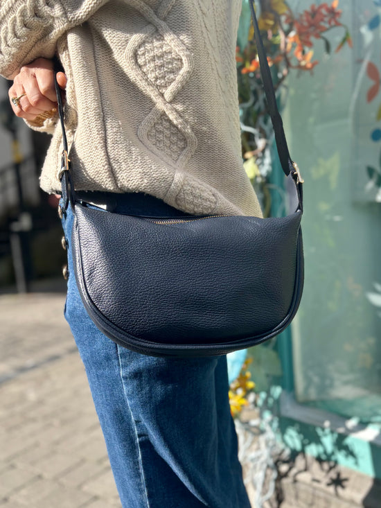 Genoa Leather Crossbody Bag Navy