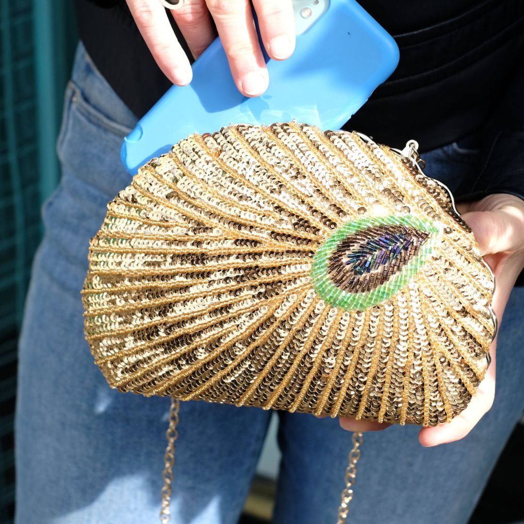 Vintage Gold Peacock Clutch