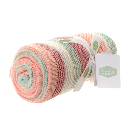 Ziggle Baby Blanket - Pink & Green Stripes