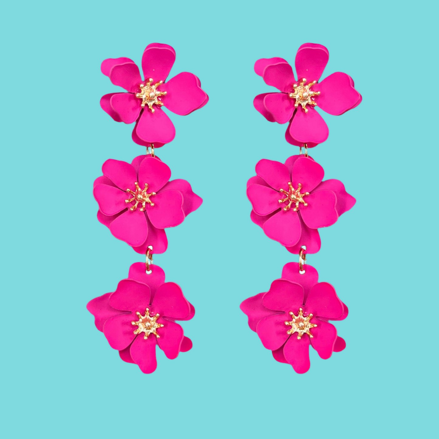 Triple Flower Earring Pink
