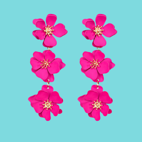 Triple Flower Earring Pink