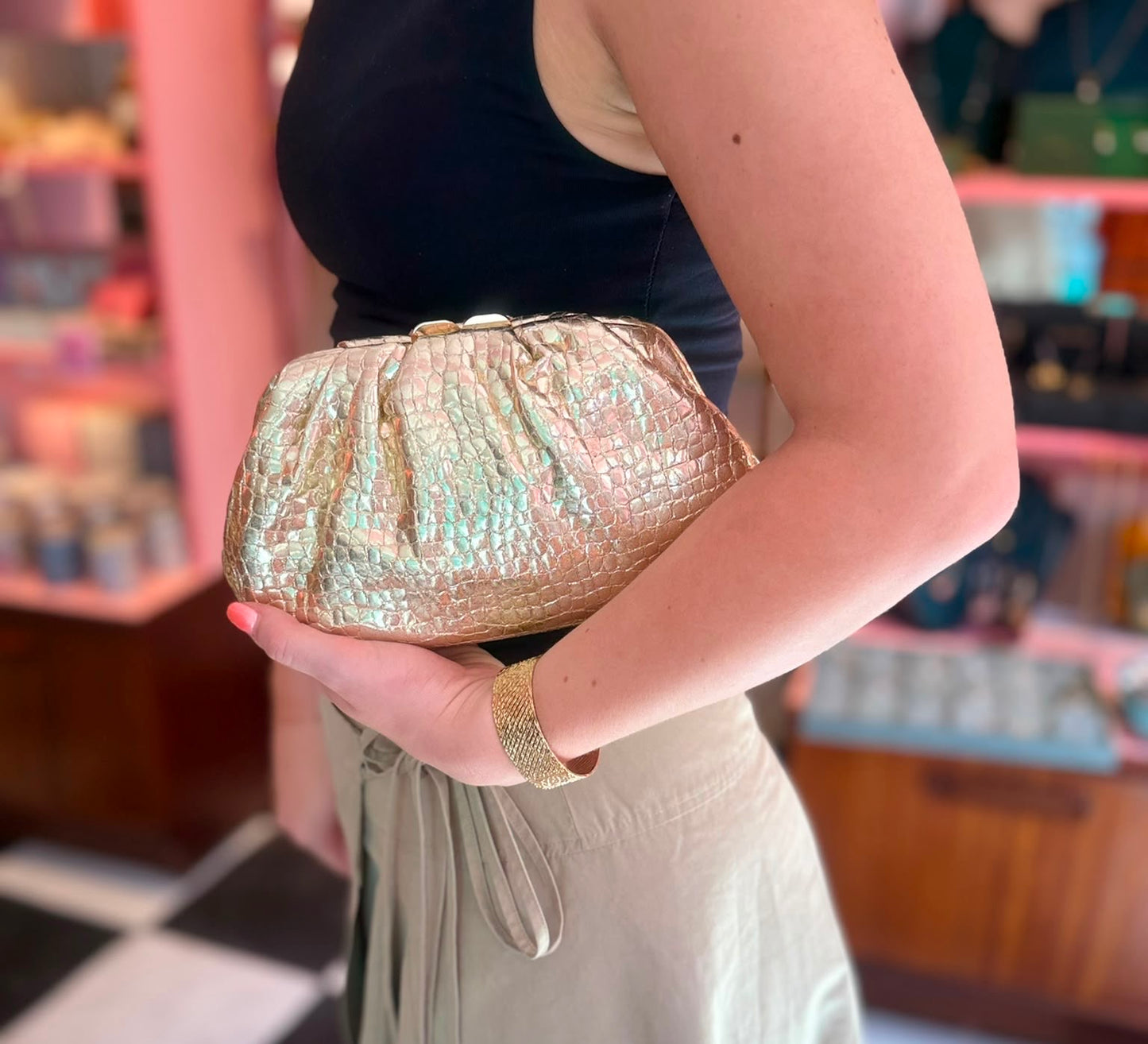 Sora Gold Clutch Bag