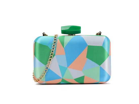 Geo Box Clutch Green