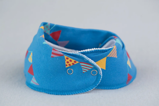 BabyBoo Party Time Blue Organic Cotton Bib