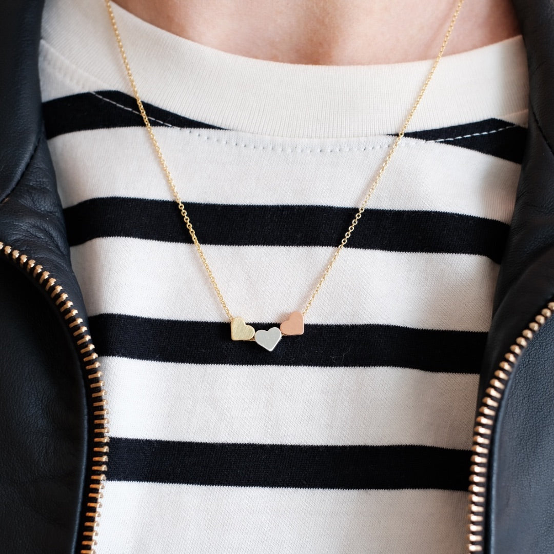 Triple heart necklace gold