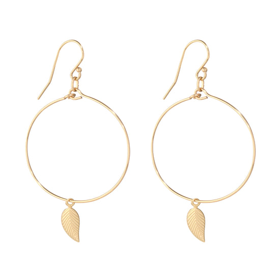 Momuse Gold Filled Leaf Small Hoop Earrings