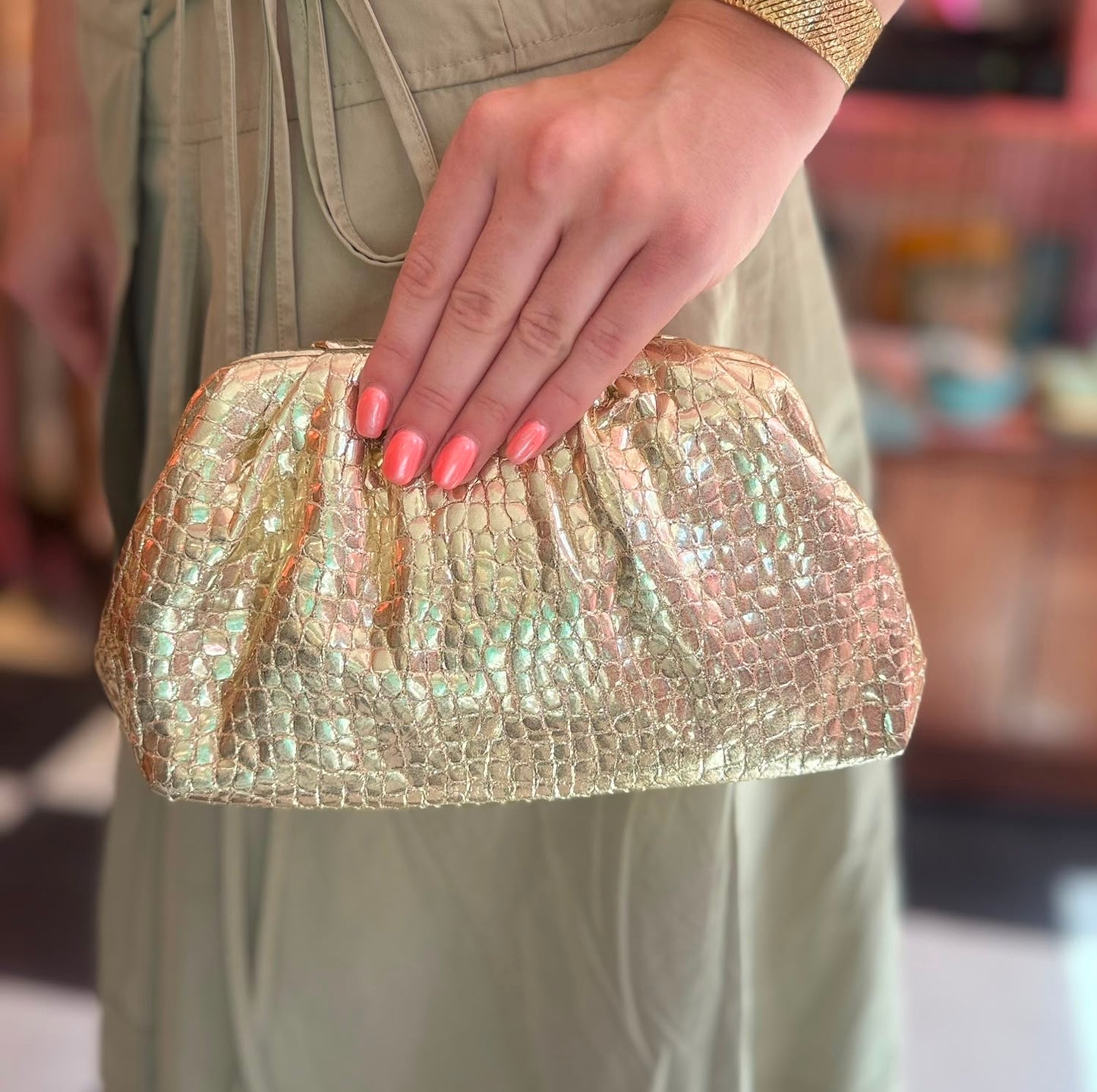 Sora Gold Clutch Bag