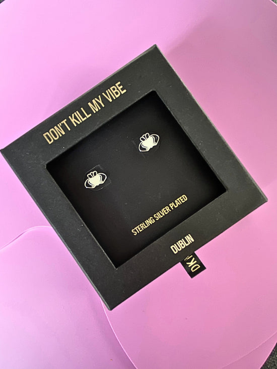 Don’t Kill My Vibe - Heart Strong Beag Claddagh Stud Earrings