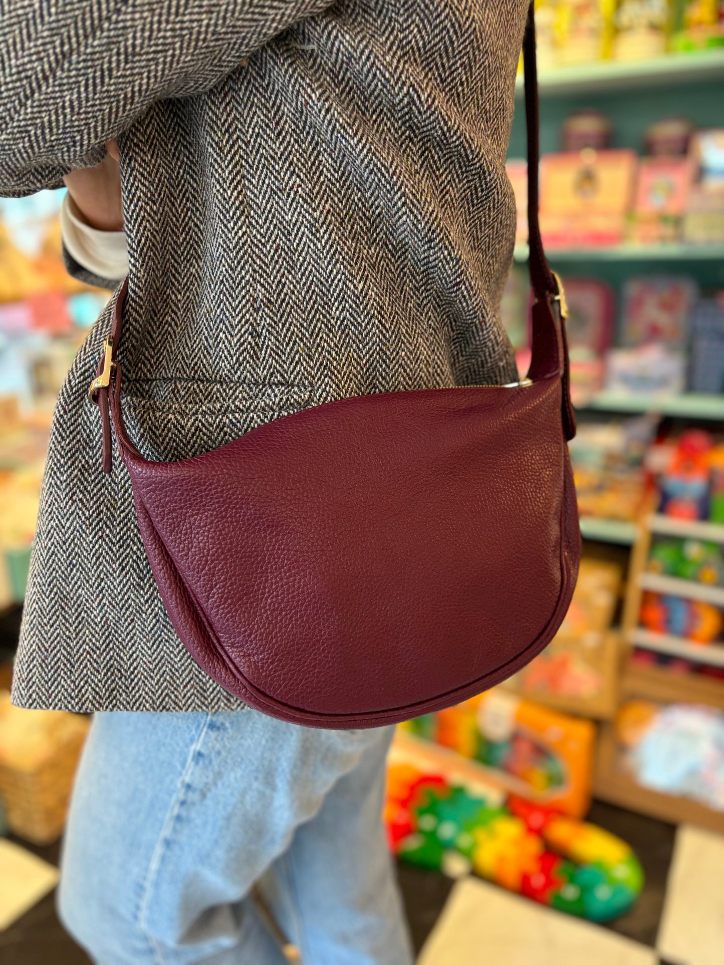 Genoa Leather Crossbody Bag Burgundy