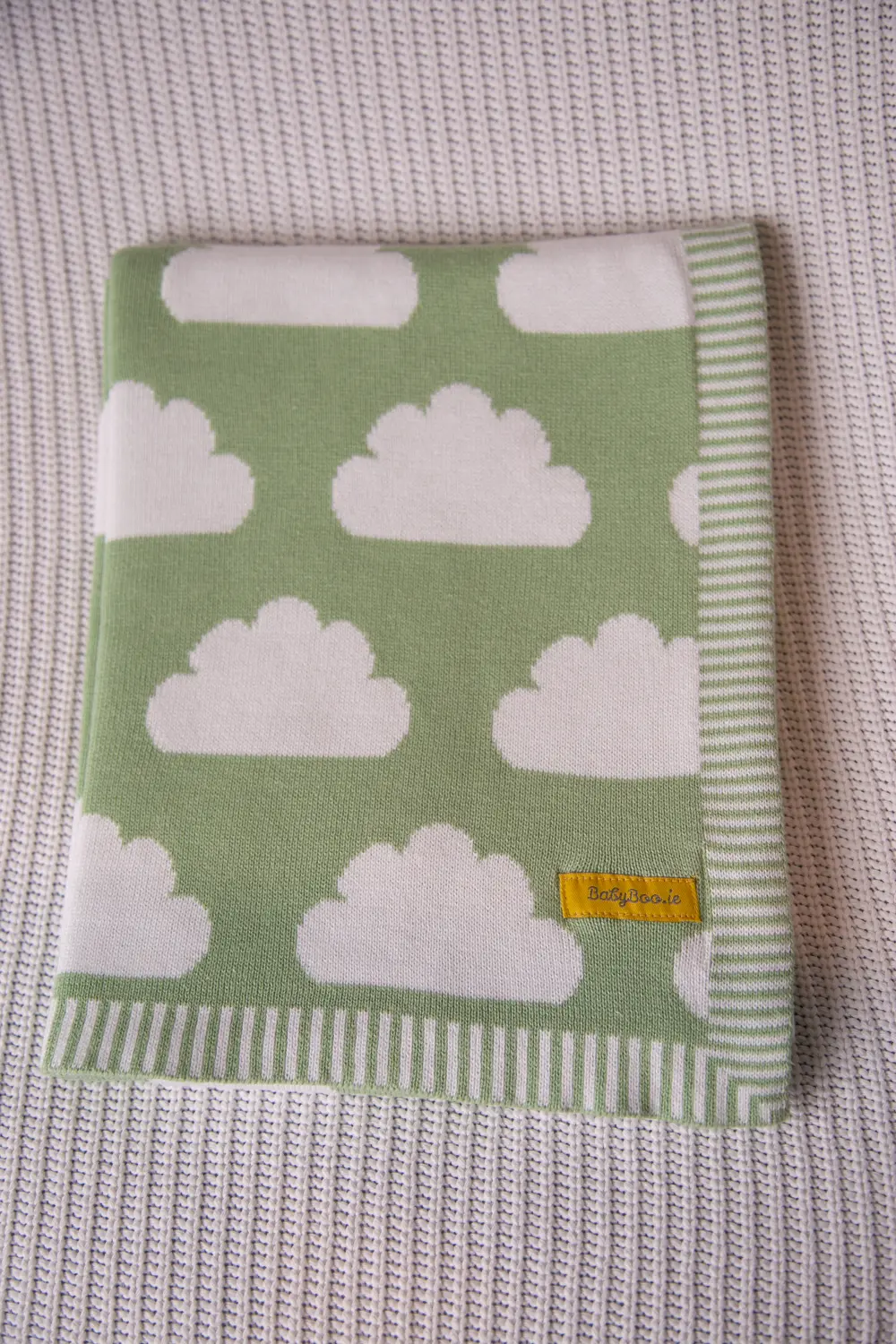 Baby Blanket Clouds in Apple Green