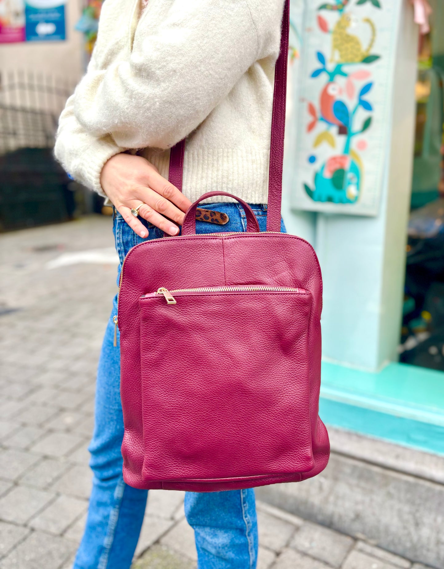 Milano Leather Backpack Burgundy