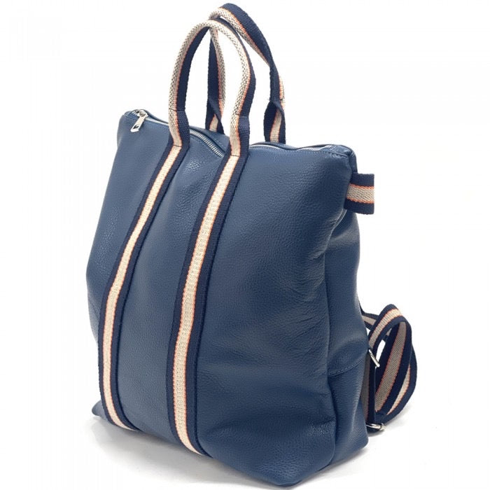 Load image into Gallery viewer, Veneto Navy Leather Backpack

