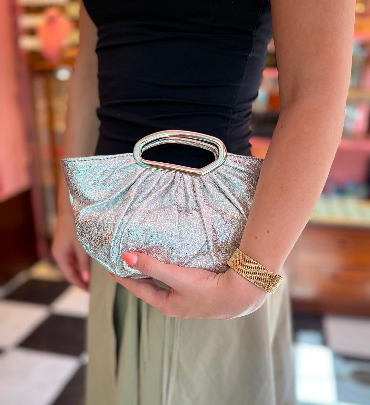 Alize Silver Clutch Bag