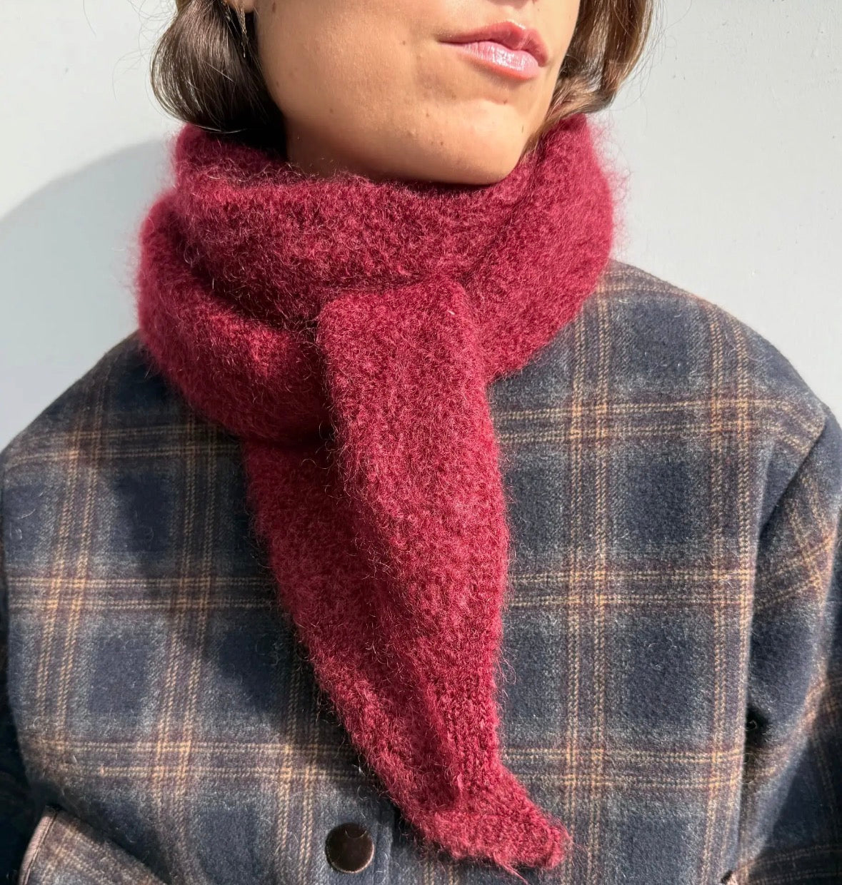 Leonie Mohair Triangle Scarf - Burgundy