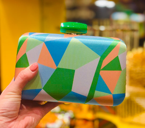 Geo Box Clutch Green