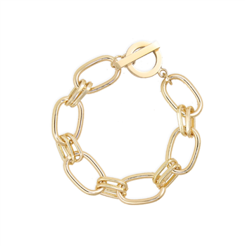 Chunky Twin Loop & Bar Bracelet In Gold