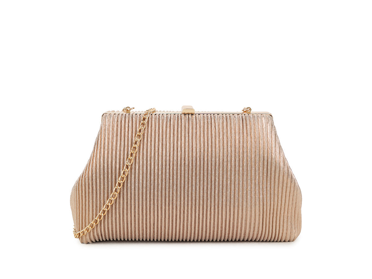 Rose Gold Pleated Clutch