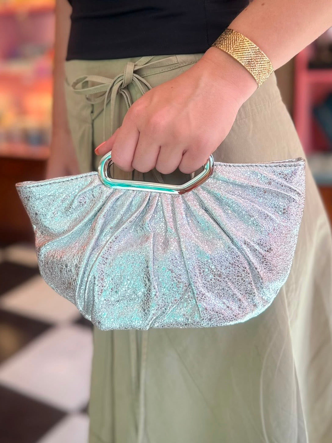 Alize Silver Clutch Bag