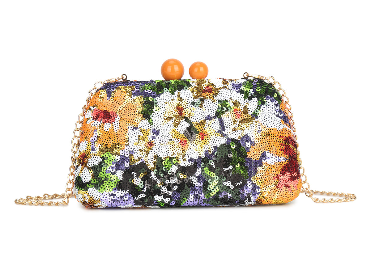 Sequin Tapestry Clutch in Summer