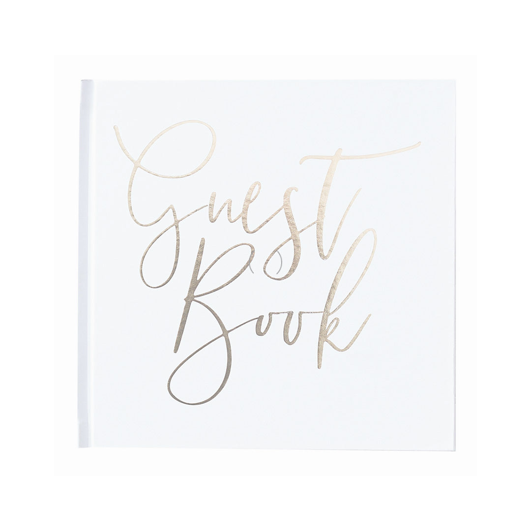 White & Gold Foiled Wedding Guest Book