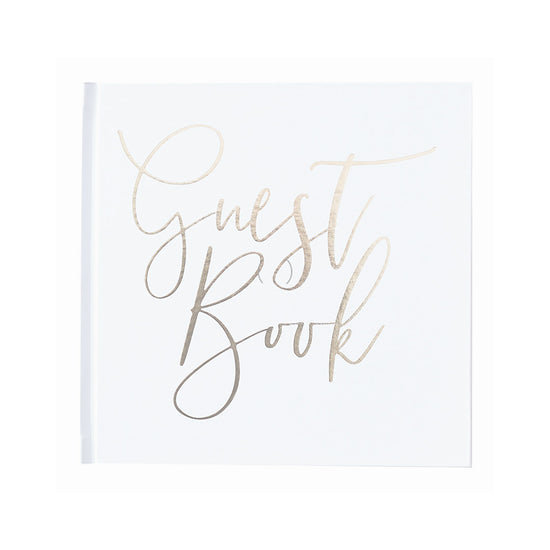 White & Gold Foiled Wedding Guest Book