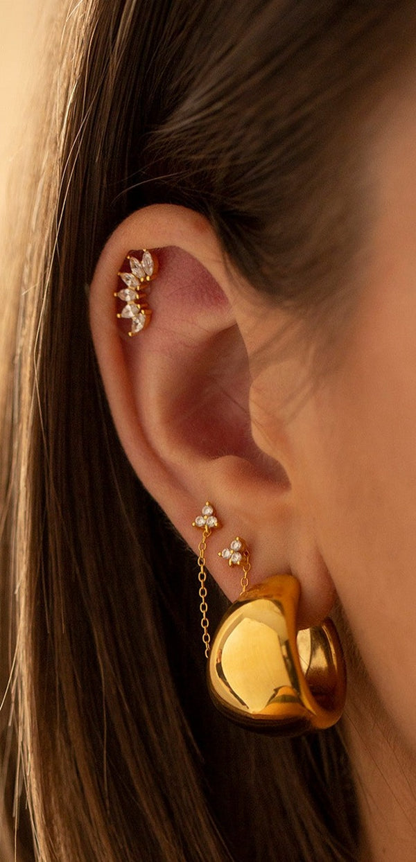 One Dame Lane - Fan Stud Earrings Gold