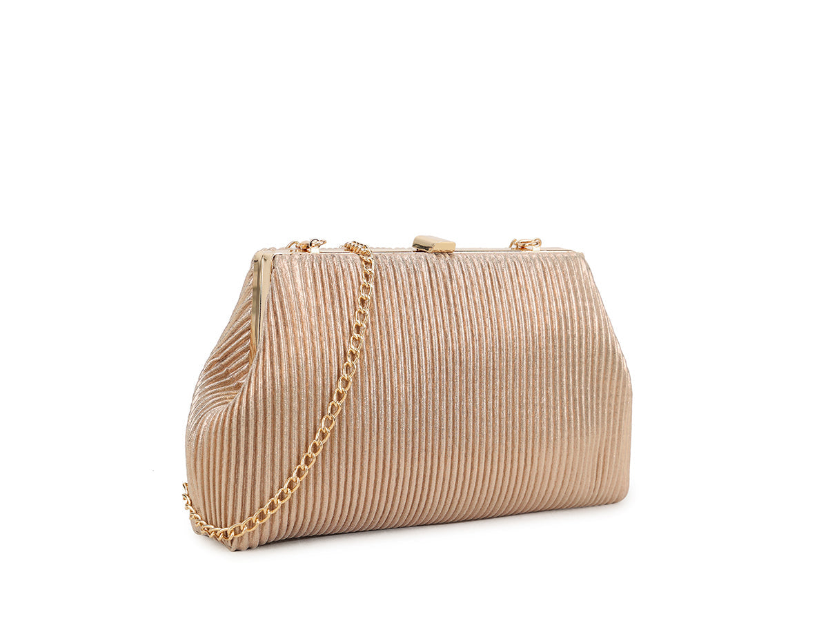 Rose Gold Pleated Clutch