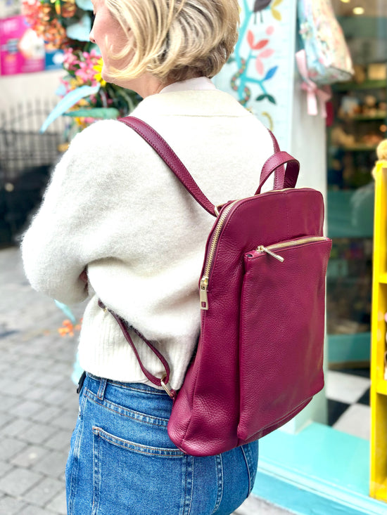 Milano Leather Backpack Burgundy