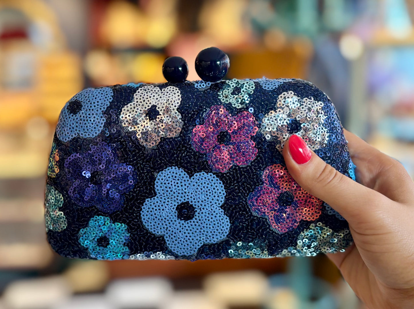 Sequin Tapestry Clutch in Winter