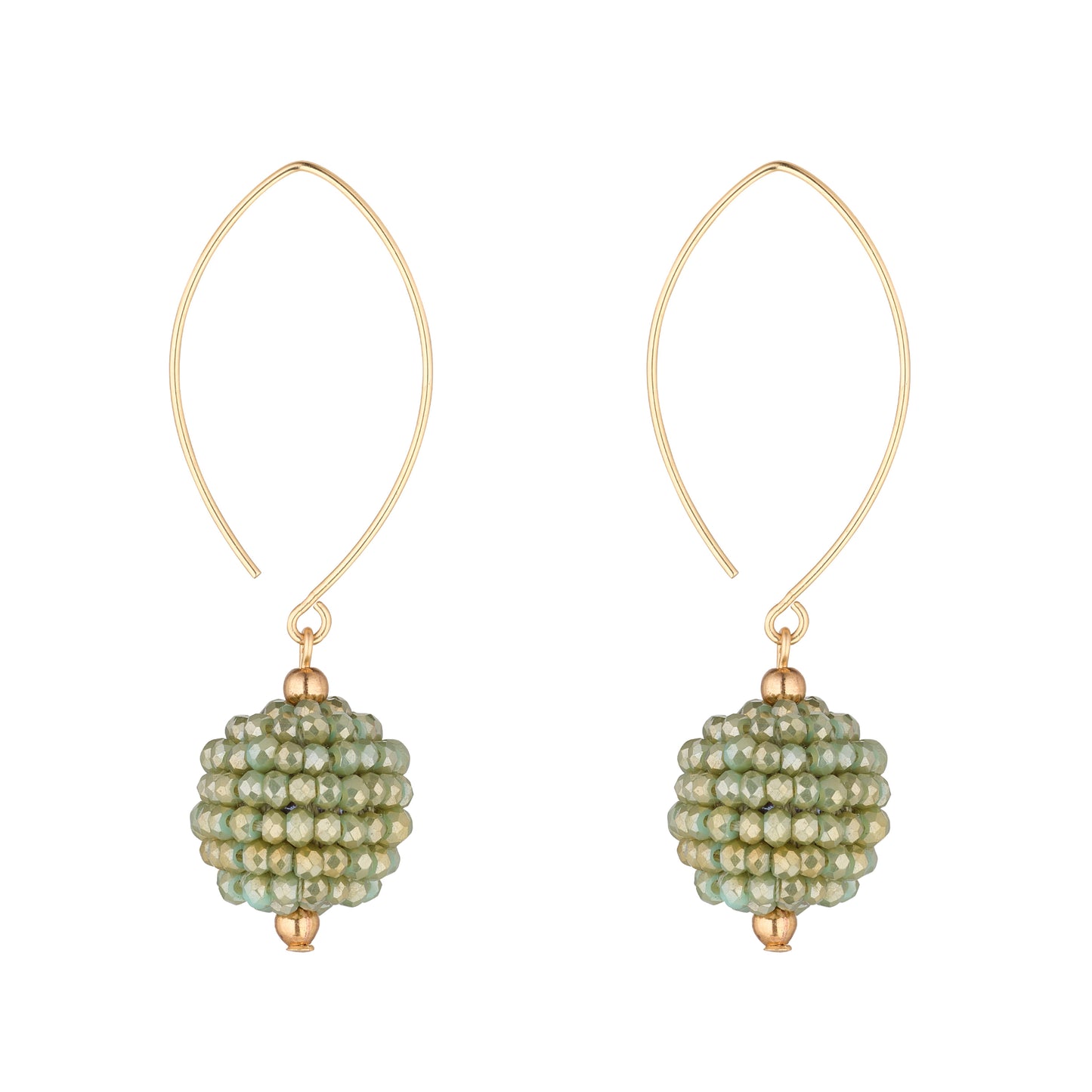 Momuse Gold Filled Small Fern Green Cluster Oval Open Earrings