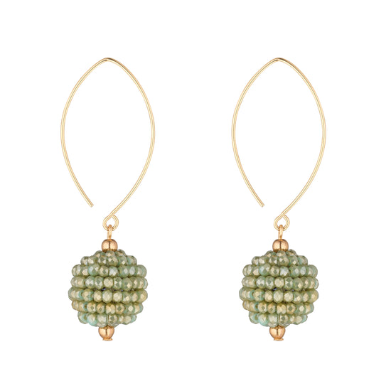 Momuse Gold Filled Small Fern Green Cluster Oval Open Earrings